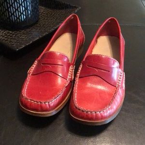 💫Chic red leather Bass loafers